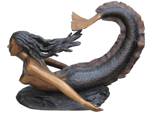 Bronze Diving Mermaid Coffee Table Base Sculpture