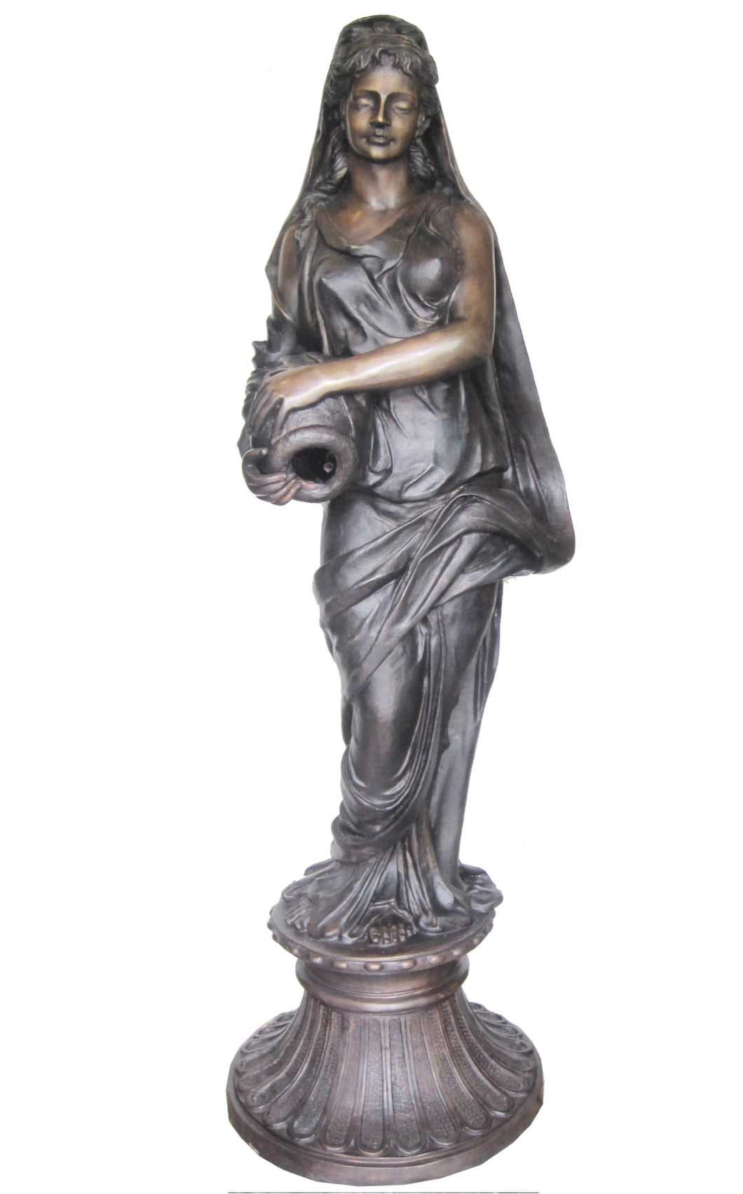 Bronze Roman Woman with Urn Statue - 61”H