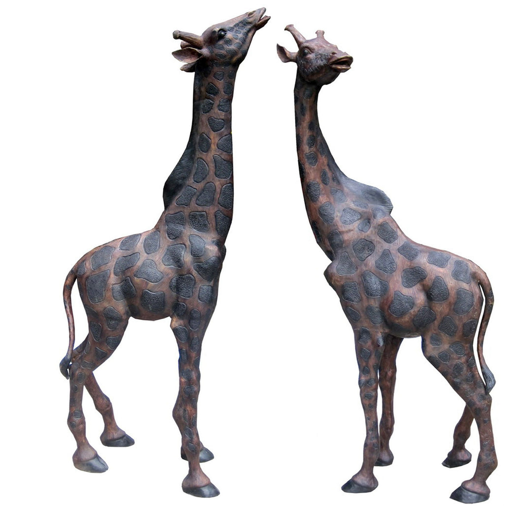 Bronze Life Size Giraffe Sculptures - Pair