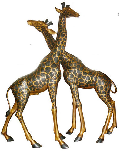 Life Size Bronze Giraffe Statues Pair - 89”H