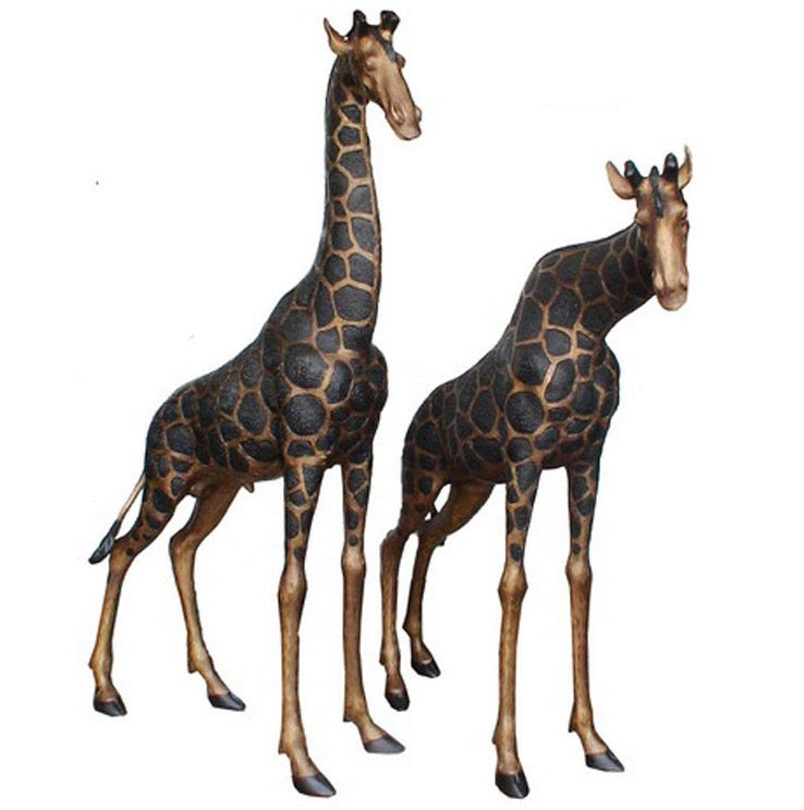 Bronze Giraffe Statues Pair - 55”H