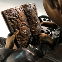 Load image into Gallery viewer, Bronze Reading Boy and Girl on a Bench Sculpture