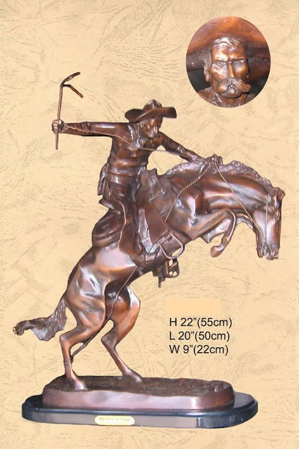 Bronze Bronco Buster Cowboy Statue - 22”H