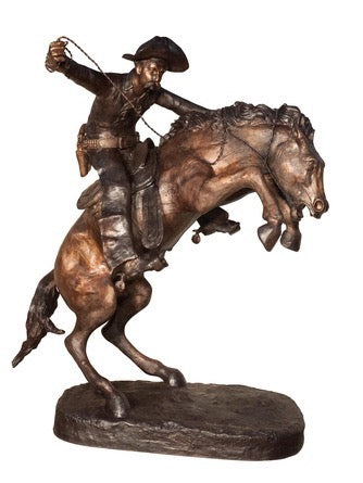 Bronze Life Size Bronco Buster Cowboy Statue - 64”H