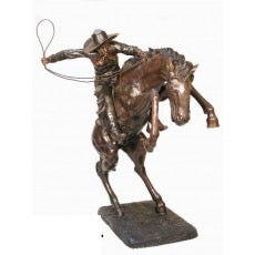 Bronze Life Size Bronco Buster Cowboy Statue - 68”H