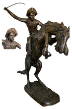 Load image into Gallery viewer, Monumental Bronze Life Size Bronco Buster Cowboy Statue - 104”H