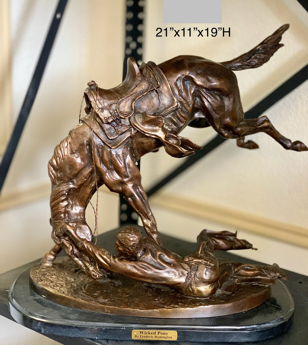 The Wicked Pony Bronze Statue by Frederic Remington - 19”H