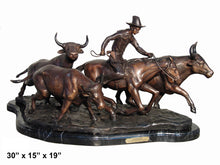 Load image into Gallery viewer, Bronze Stampede Statue by Frederic Remington - 19”H