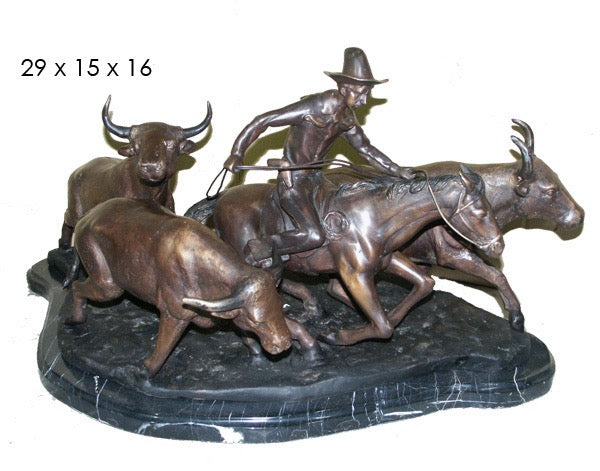 Bronze Stampede Statue by Frederic Remington - 15”H