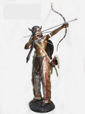 Bronze Native Indian Warrior Statue I - 85”H