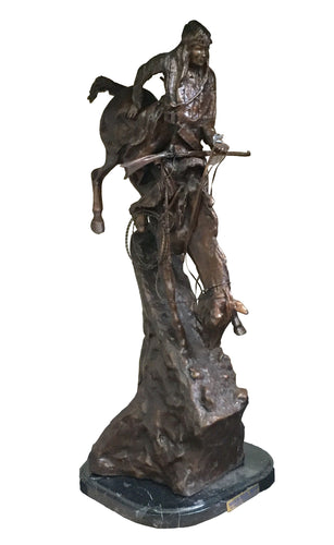 Bronze The Mountain Man Frederic Remington Statue - 28”H