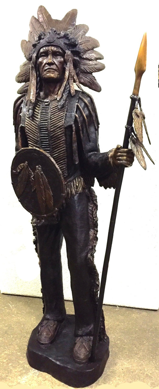 Life Size Bronze Native American Indian Chief Statue - 74”H