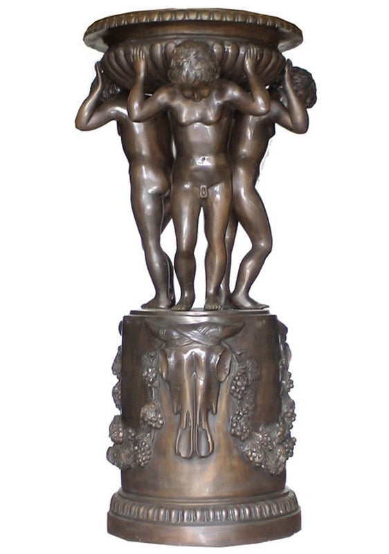 Bronze Classical Cherub Bowl Planter Sculpture