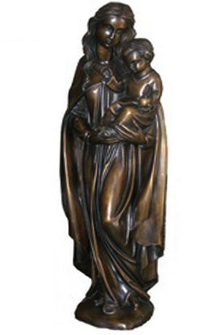 Blessed Virgin Mary with Baby Jesus Bronze Statue - 24”H