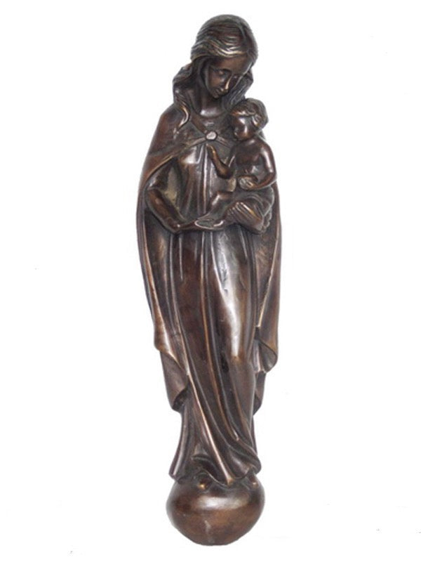 Madonna with Baby Jesus Bronze Statue - 22”H