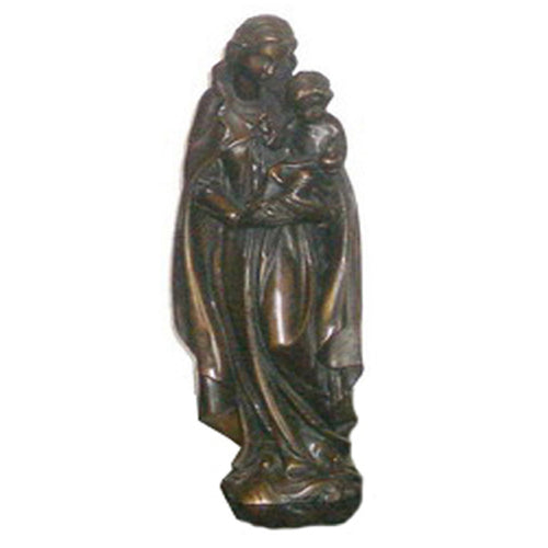 Virgin Mary with Baby Jesus Bronze Statue - 14”H