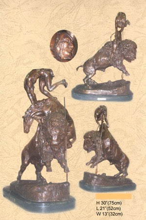 Bronze Buffalo Horse Statue - 30”H