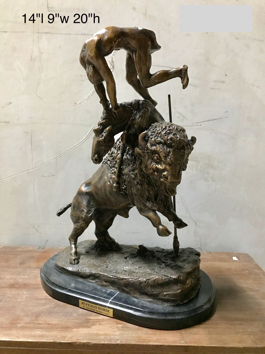 Bronze Buffalo Horse Statue & Sculpture - 20”H