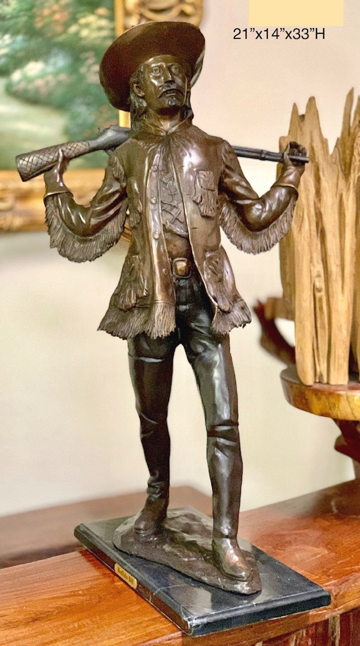 Bronze Buffalo Bill with Rifle Cowboy Statue