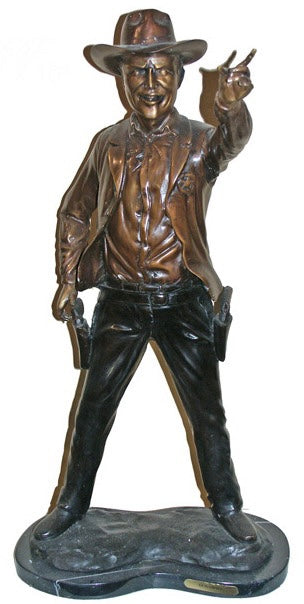 Gun Smoke Cowboy Bronze Statue