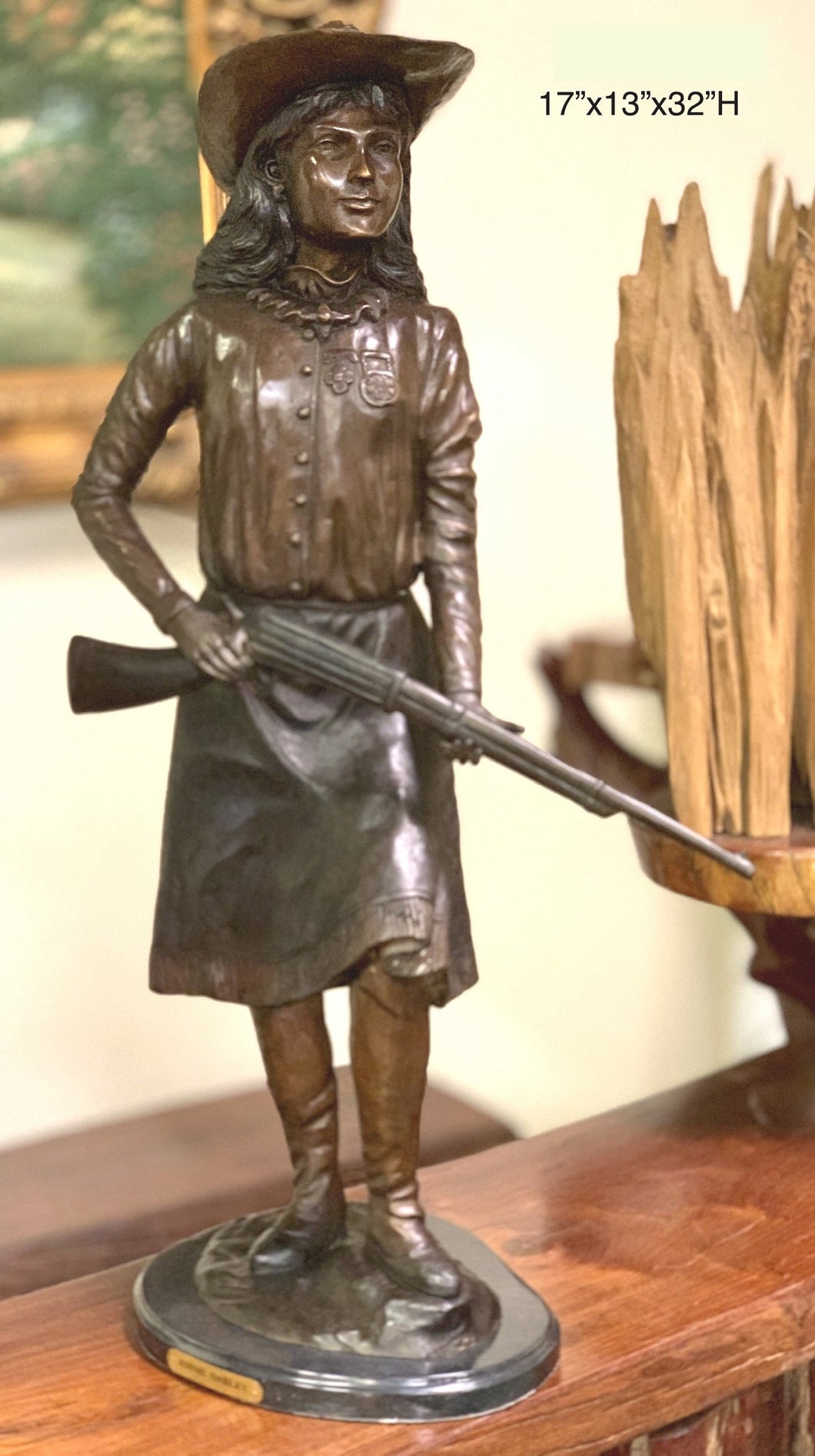 Bronze Annie Oakley Cowgirl Statue - 33”H