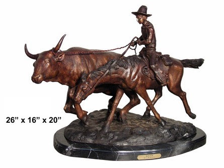 Bronze Bolter Cowboy Statue by CM Russell - 20”H