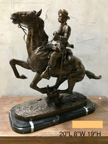 Bronze Trooper of the Plains Western Statue II