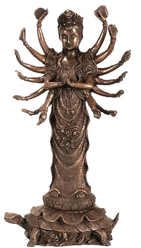 Bronze Kwan Yin on Turtle Sculpture