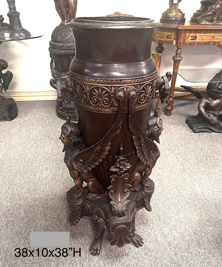 Bronze Gargoyles Floor Vase - 38”H