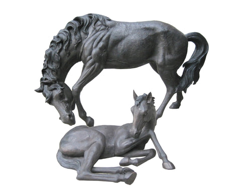 Life Size Bronze Mother Horse and Foal Statue