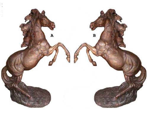 Life Size Bronze Rearing Horse Statues Pair