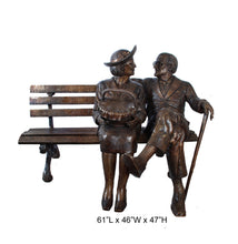 Load image into Gallery viewer, Bronze Grandfather and Grandmother on Bench Statue