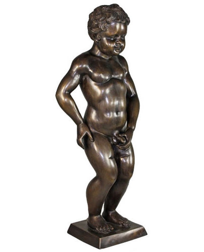 Bronze Peeing Cherub Boy Fountain Statue