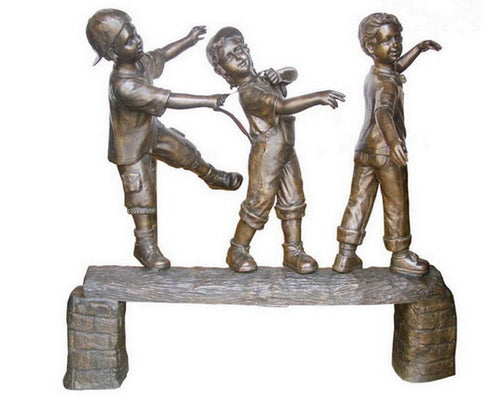 Bronze Schoolboys on a Bench Bronze Sculpture