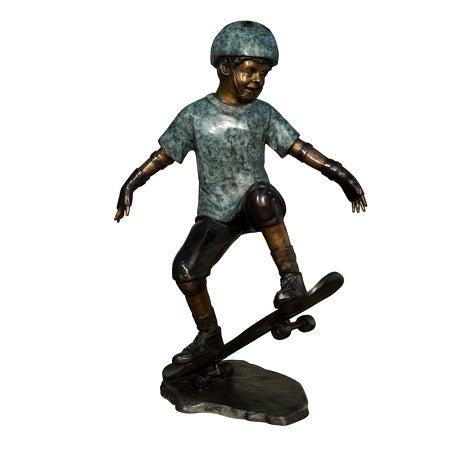 Skateboarding Boy Bronze Statue