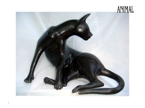 Large Bronze Cat Statue