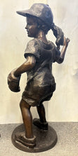 Load image into Gallery viewer, Young Girl Softball Player Bronze Statue