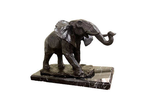 Tabletop African Bronze Elephant Statue