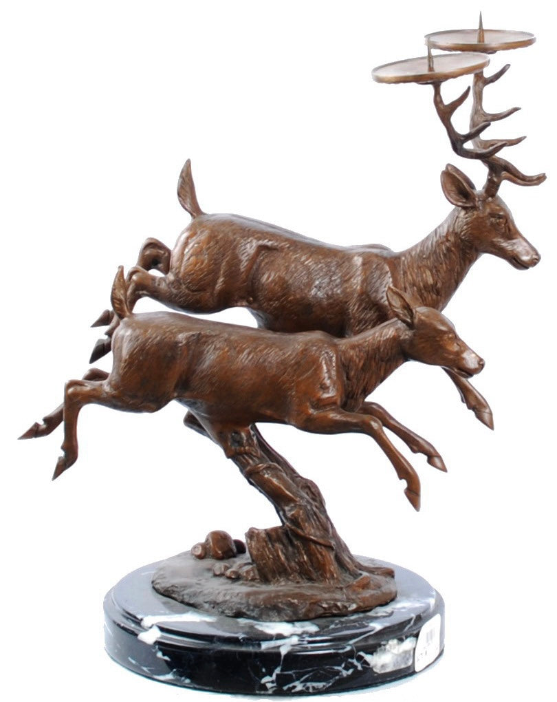 Bronze Deer Candle Holder Sculpture