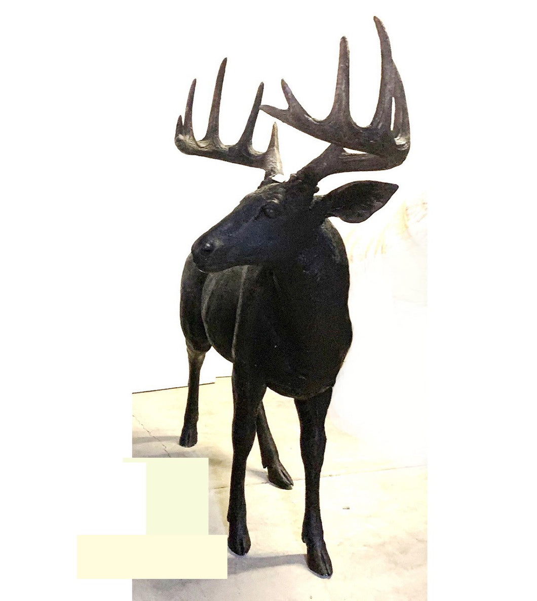 Life Size Bronze Whitetail Deer Buck Sculpture - 76”H