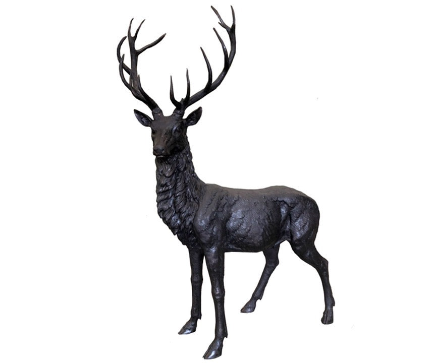 Monumental Bronze Red Stag Deer Sculpture - 112”H