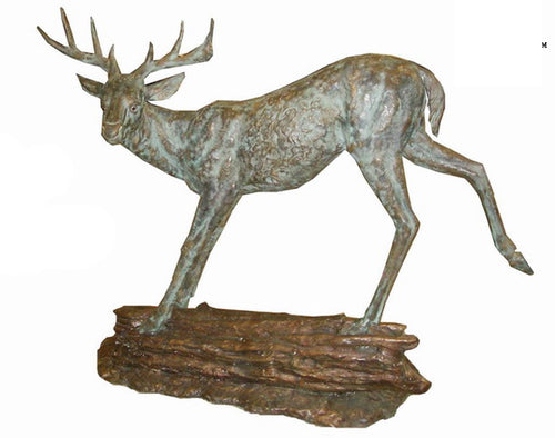 Bronze Kicking Buck Deer Sculpture