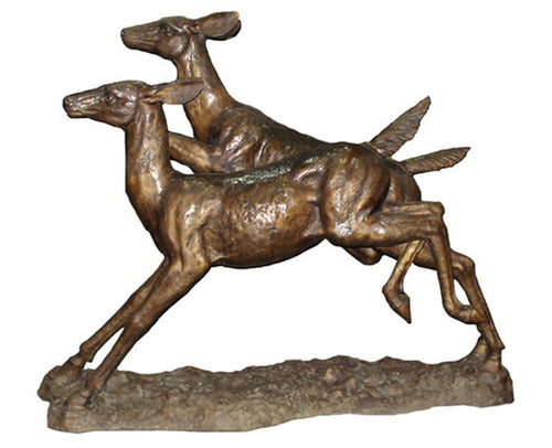 Life Size Bronze Prancing Deer Sculpture