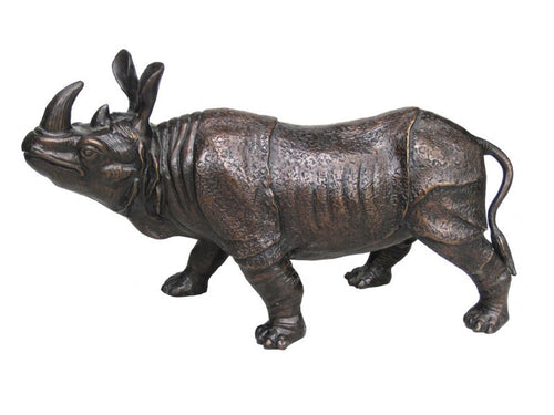 Standing Bronze Rhinoceros Sculpture