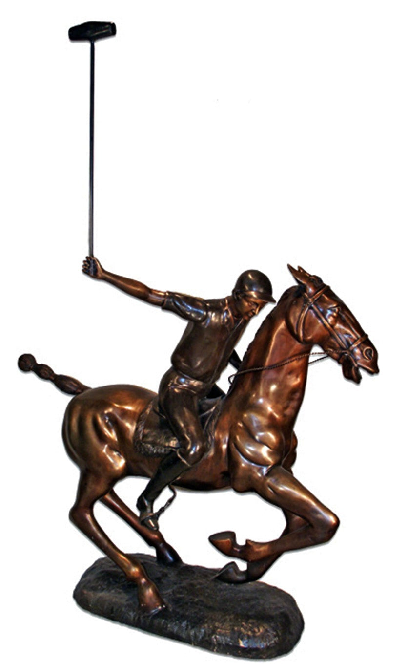 Bronze Polo Player Equestrian Statue