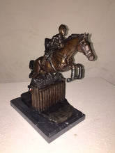 Load image into Gallery viewer, Horse Riding Equestrian Jockey Bronze Statue