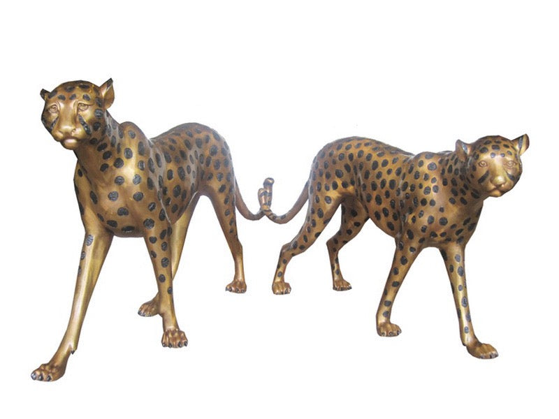 Bronze Life Size Cheetah Sculptures - Pair