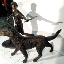 Load image into Gallery viewer, Running Boy and Dog Bronze Sculpture