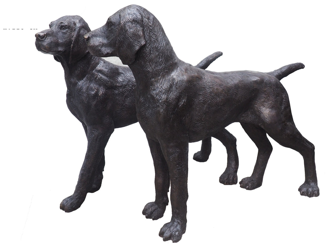 Life Size Bronze Standing Labrador Statues Pair