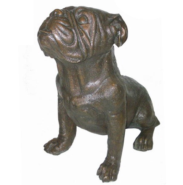 Bronze Pleading Bulldog Garden Statue - 15”H